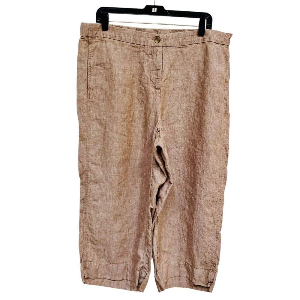J. Jill 100% Linen Pants Tan Relaxed Fit Lagenlook Pants Women's Size XL Petite